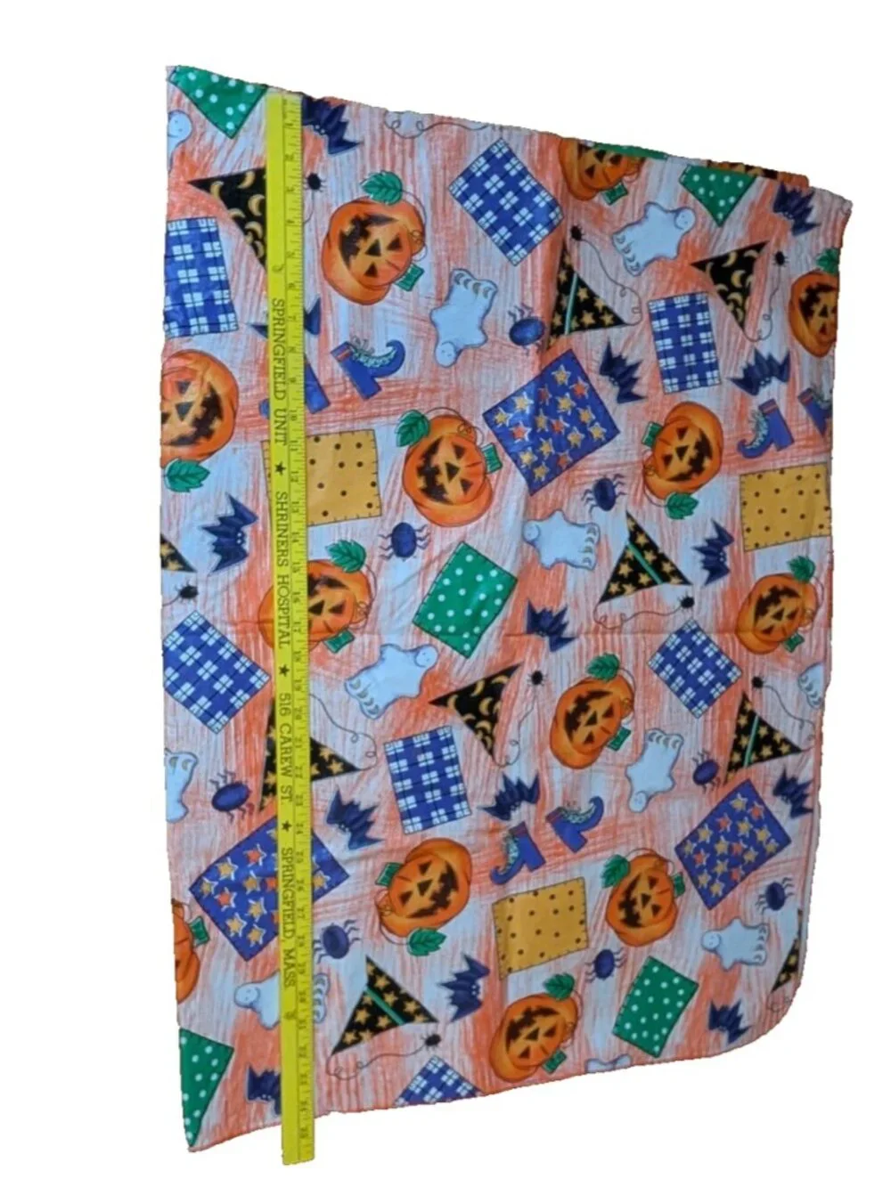 rectangle halloween tablecloth jackolantern witch hat spiders flannel back